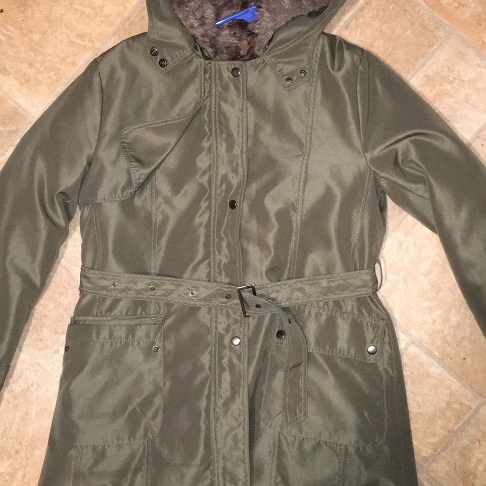 Faux fur lined coat